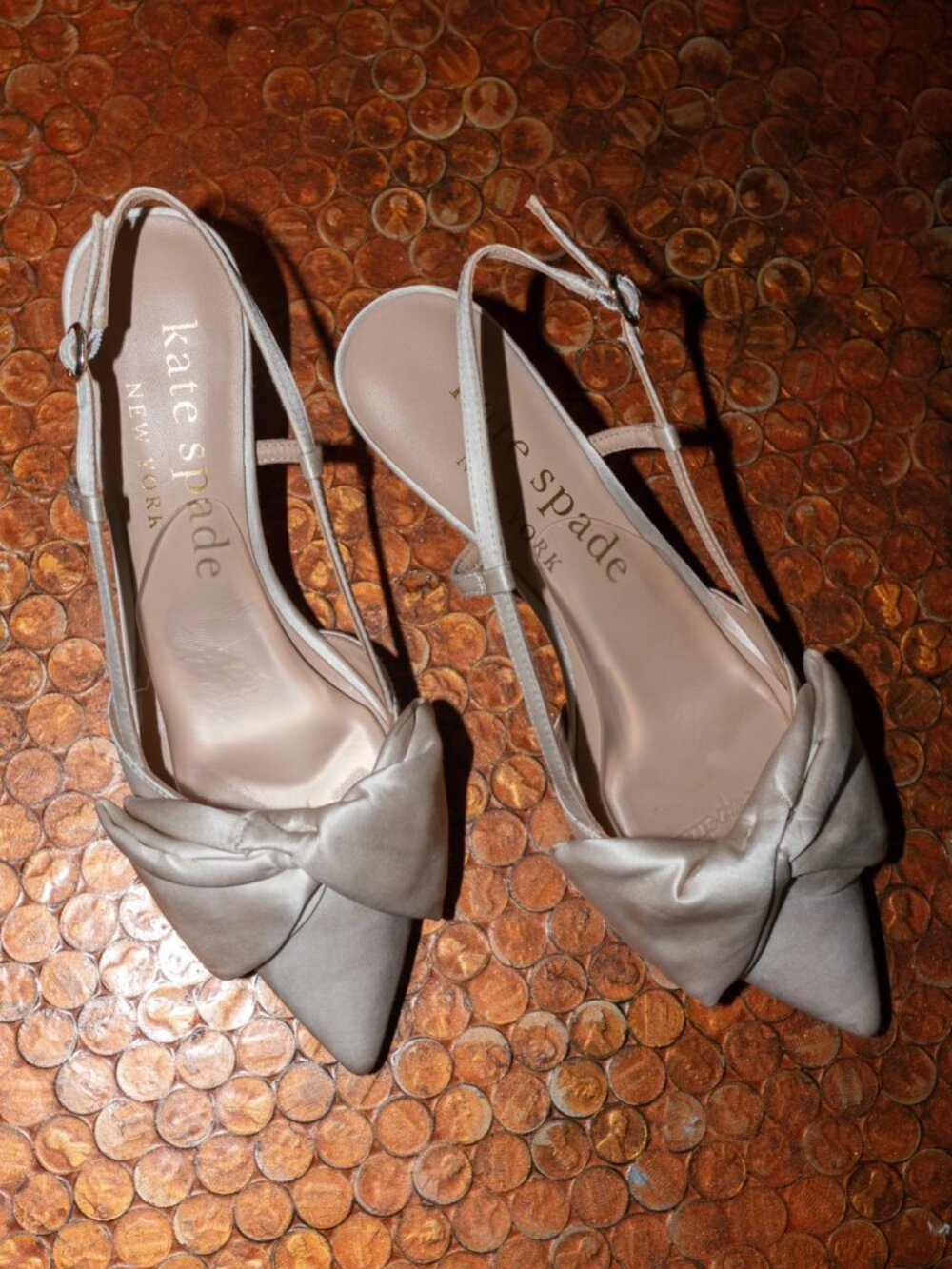 Kate Spade Marseille Satin Bow Slingback Dress Pumps - Size 9 Champagne - Picture 2 of 7